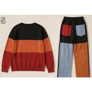 fall themed colored 2pc lightweight pant set MED